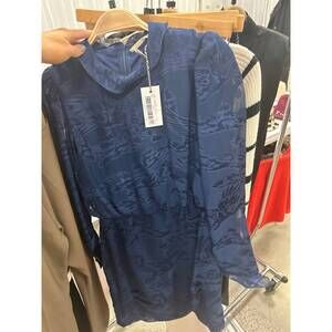 NEW ELLISON women's lola foil long sleeve dress in navy